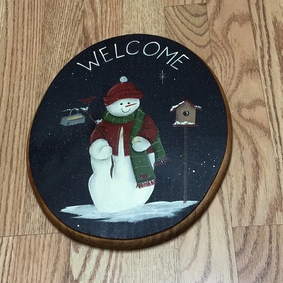 Hand painted Snowman Welcome sign - Picture 1 of 1